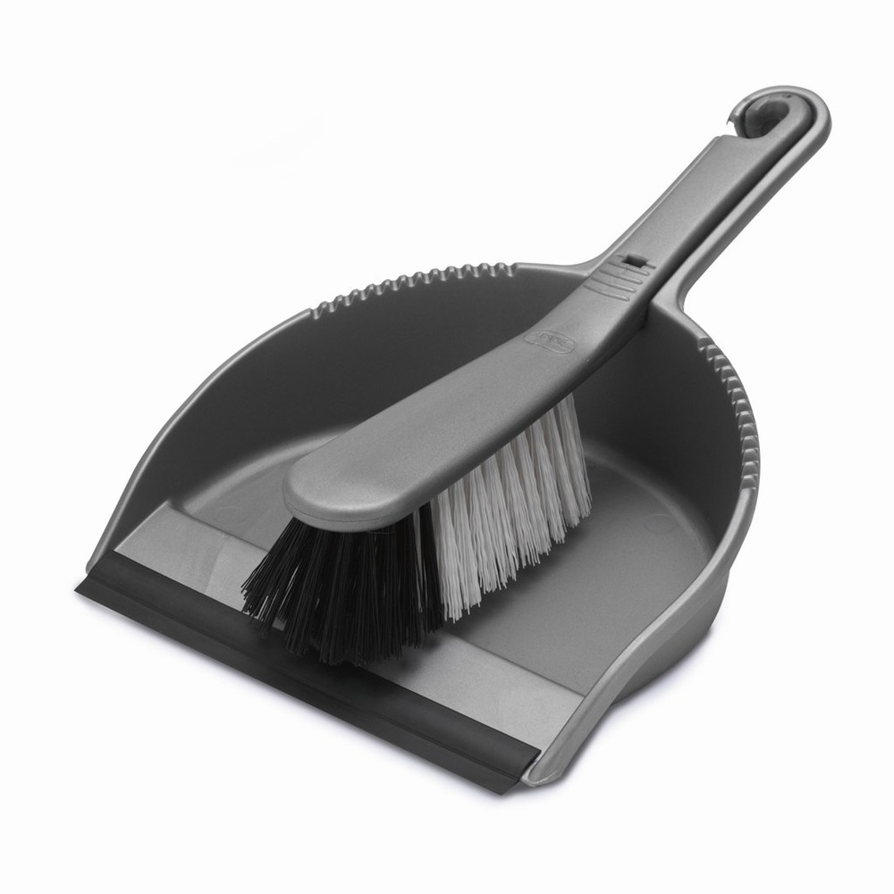 DUSTPAN & BRUSH STIFF MET 9225