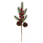 PICK RED BERRIES & PINE CONE PICK 20CM