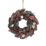 WREATH TARTAN &  PINECONE 30CM